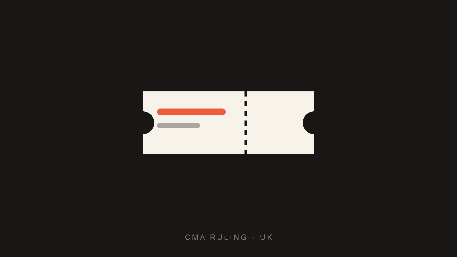 An illustrated ticket stub, split down its perforation